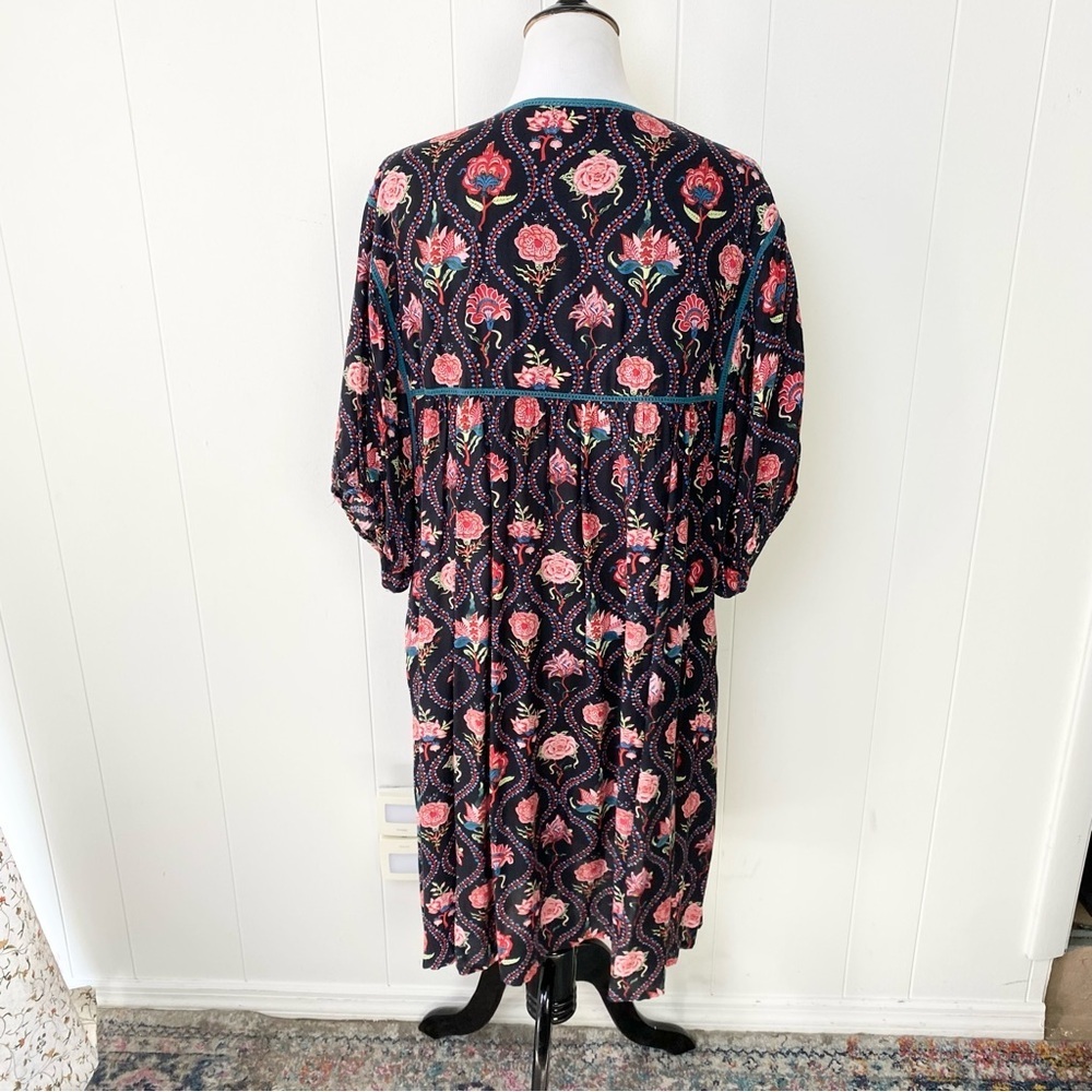 World Market Women’s Dress Floral Cottage Bohemian Short Sleeve Sz S/M Pockets - Picture 2 of 15